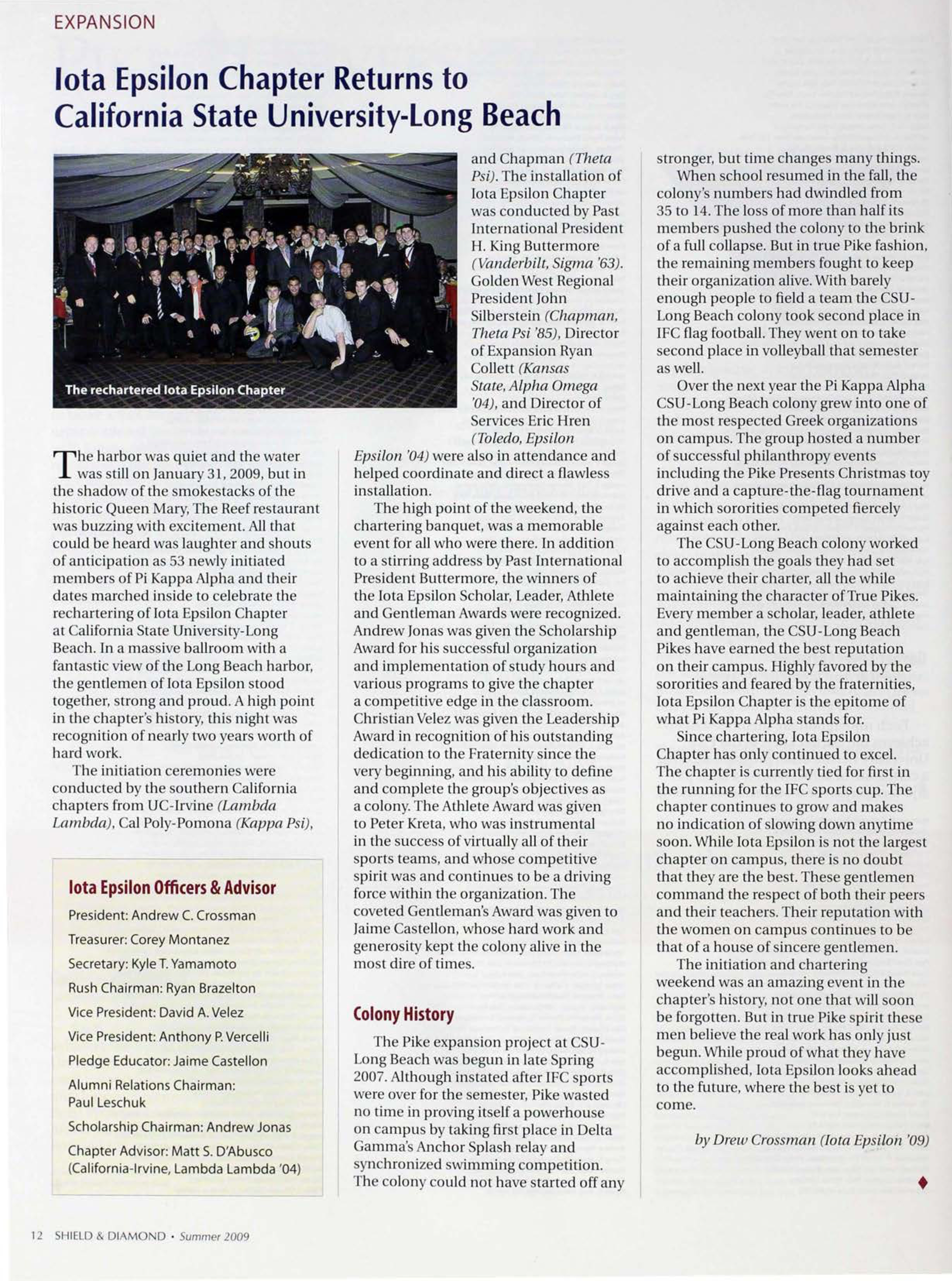 Expansion: Iota Epsilon Chartered Returns To California State University Long Beach